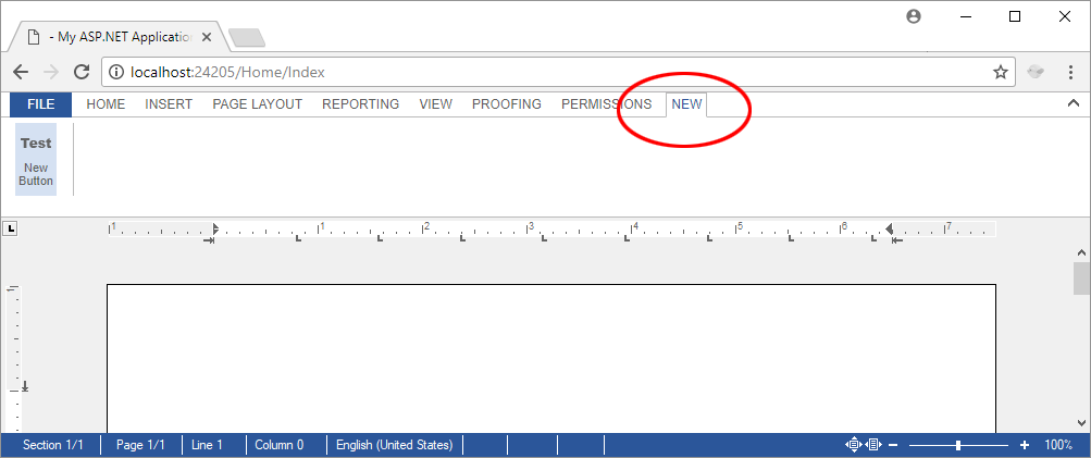New ribbon tab