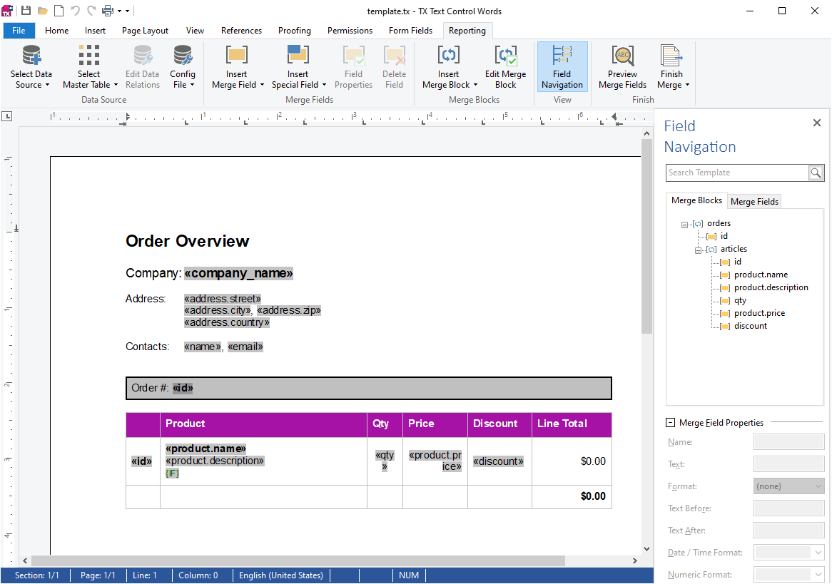TX Text Control Document Editor