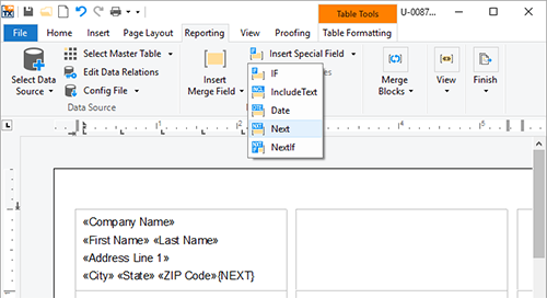 Printing labels with MS Word compatible templates and data sources