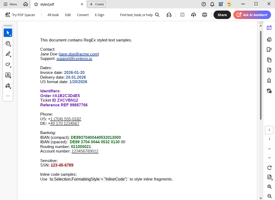 Formatted Results Formatted Results