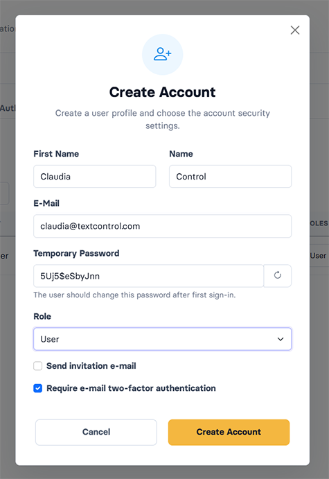 Invite New User Invite New User