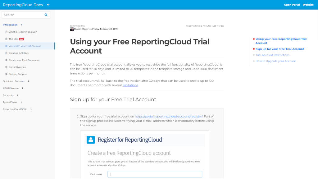 Use your free trial account