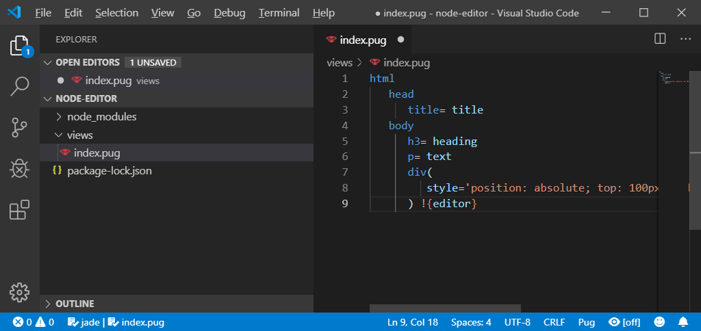 Creating the Node.js application