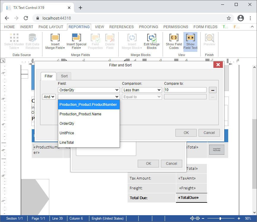 MergeBlock filter and sort