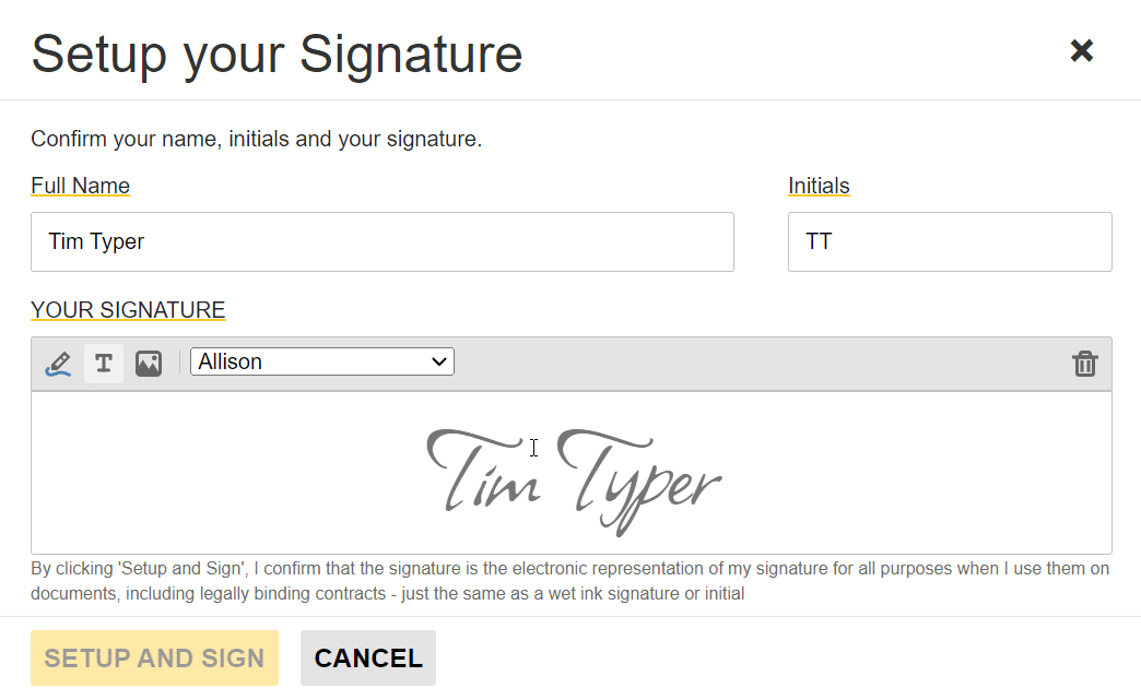 Creating signatures with TX Text Control