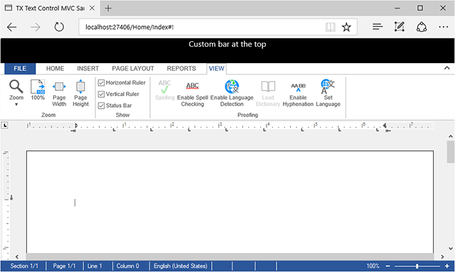 MVC: Arrange a docked Web.TextControl with a custom bar at the top