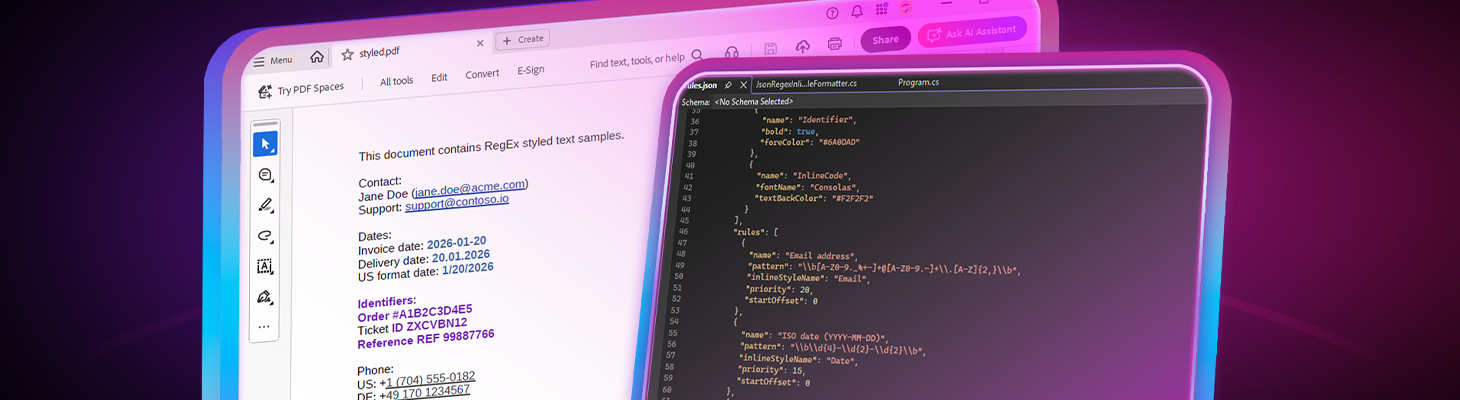 RegEx Based Inline Styling in TX Text Control Using JSON Rules