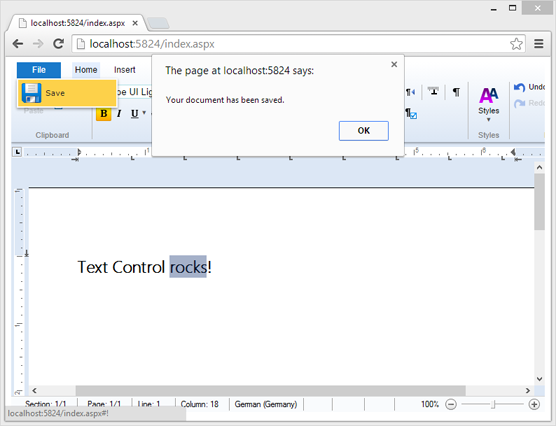 TX Text Control Web: Attaching events to ribbon elements TX Text Control Web: Attaching events to ribbon elements