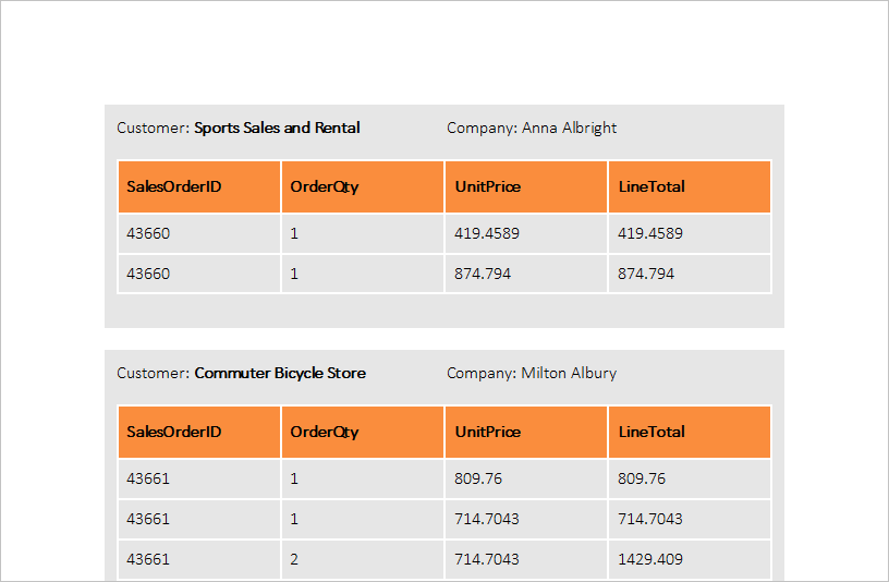 Report types: Sub-Report Report types: Sub-Report