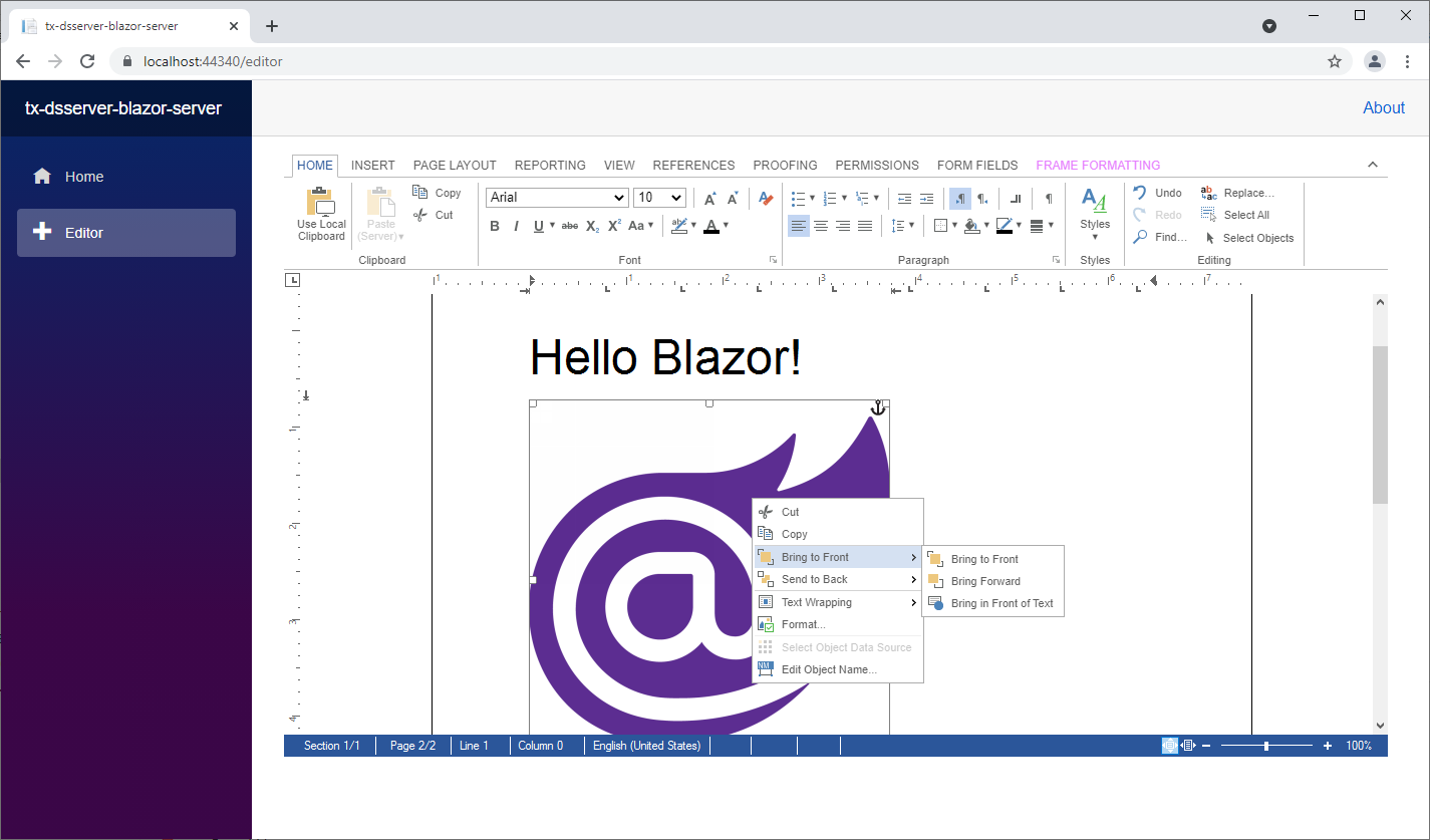 TX Text Control in Razor