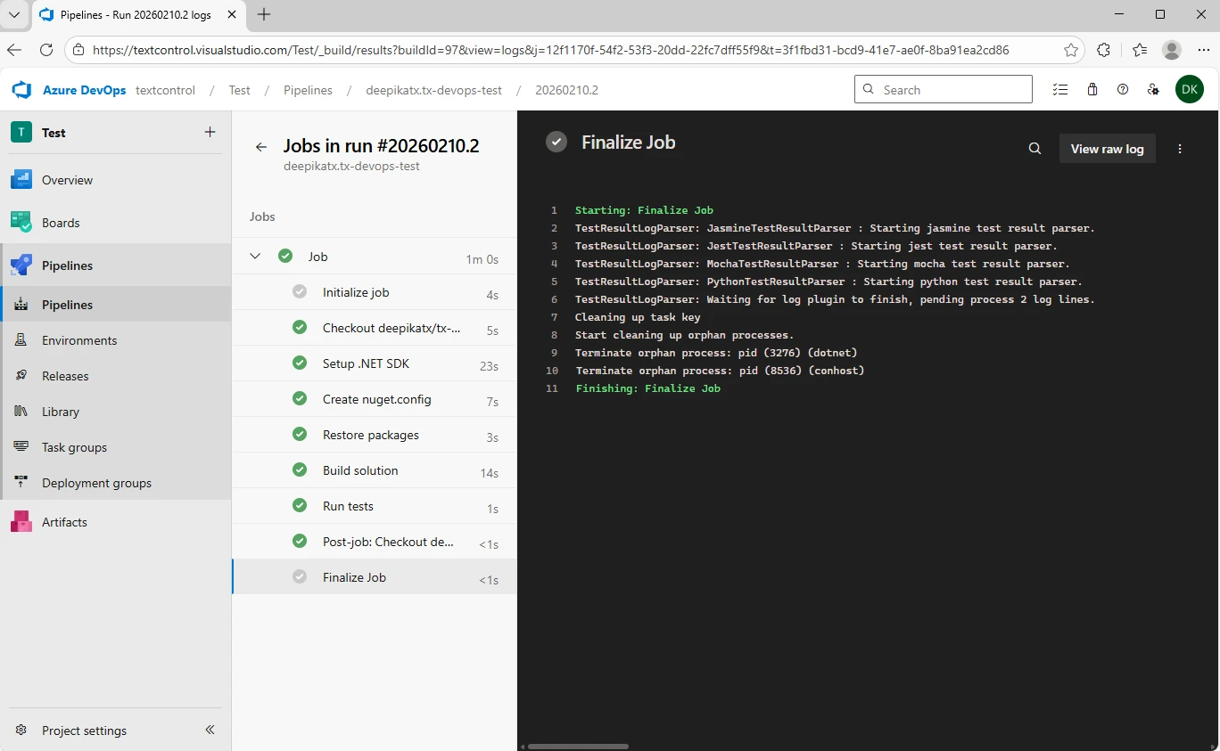 Azure DevOps Pipelines with TX Text Control Azure DevOps Pipelines with TX Text Control