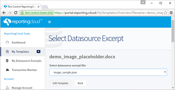 ReportingCloud: Merging images into image placeholders