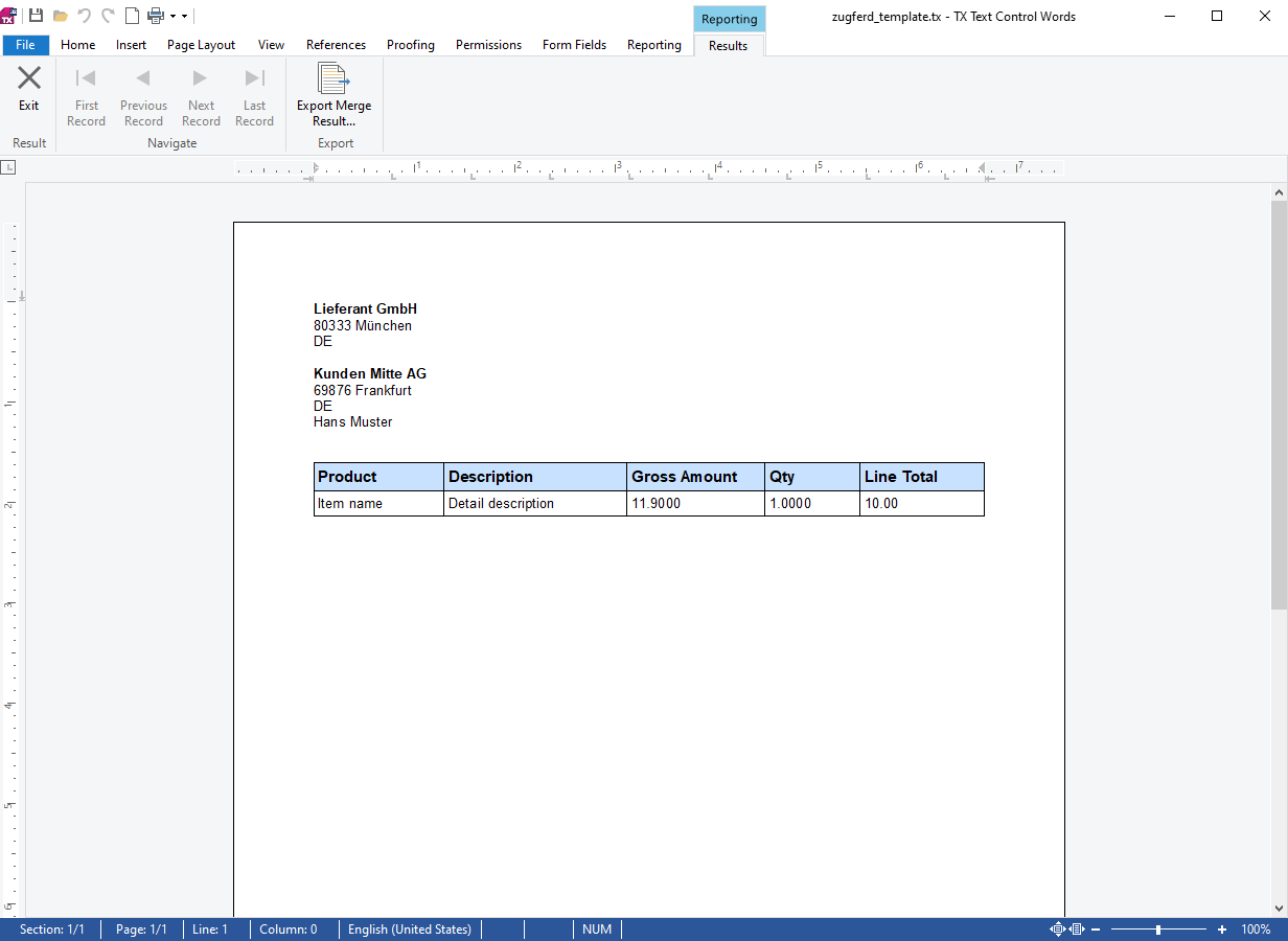Creating templates with TX Text Control
