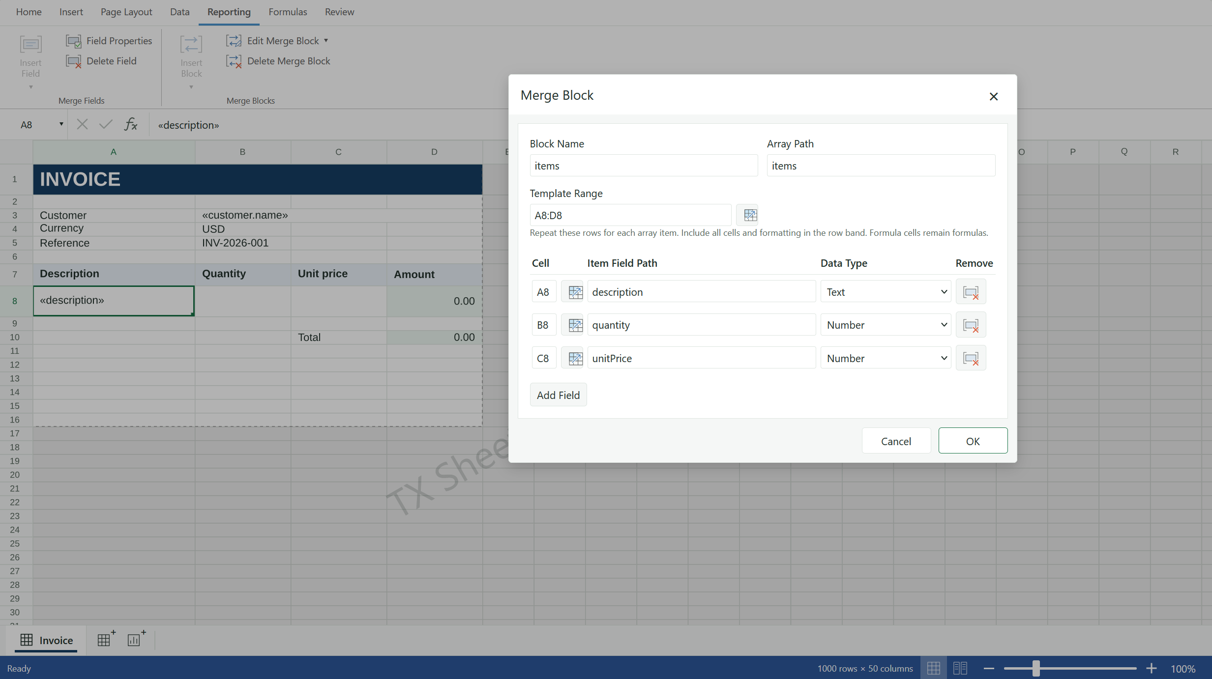 TX Sheet Control Reporting