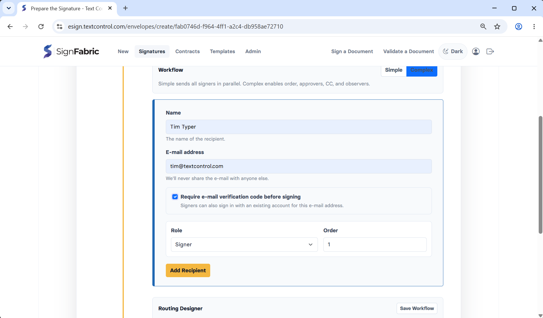 SignFabric Workflow SignFabric Workflow