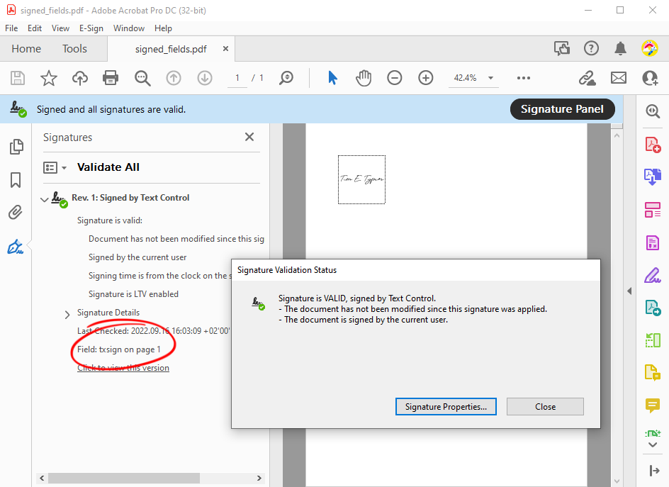 Signing a PDF document Signing a PDF document
