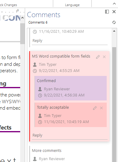 TX Text Control comments TX Text Control comments