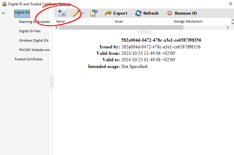 Acrobat Reader Digital ID