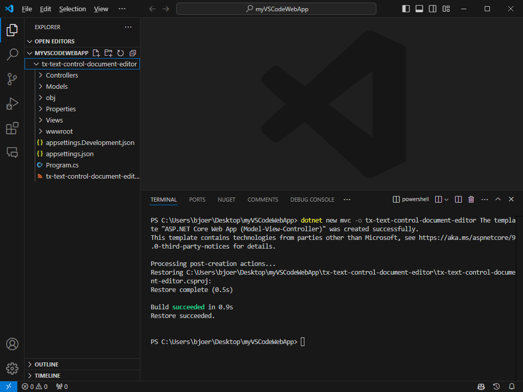 TX Text Control in VS Code TX Text Control in VS Code