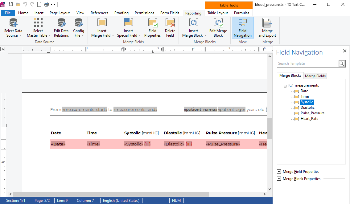 Healthcare Report with TX Text Control