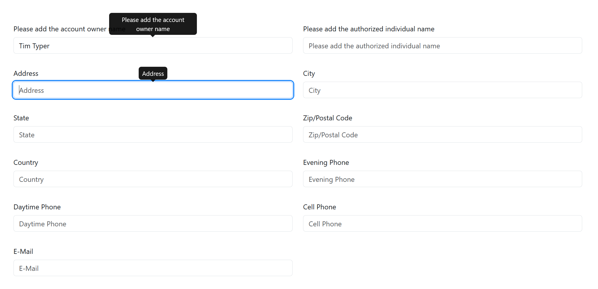 Bootstrap styled HTML form generated from TX Text Control form fields