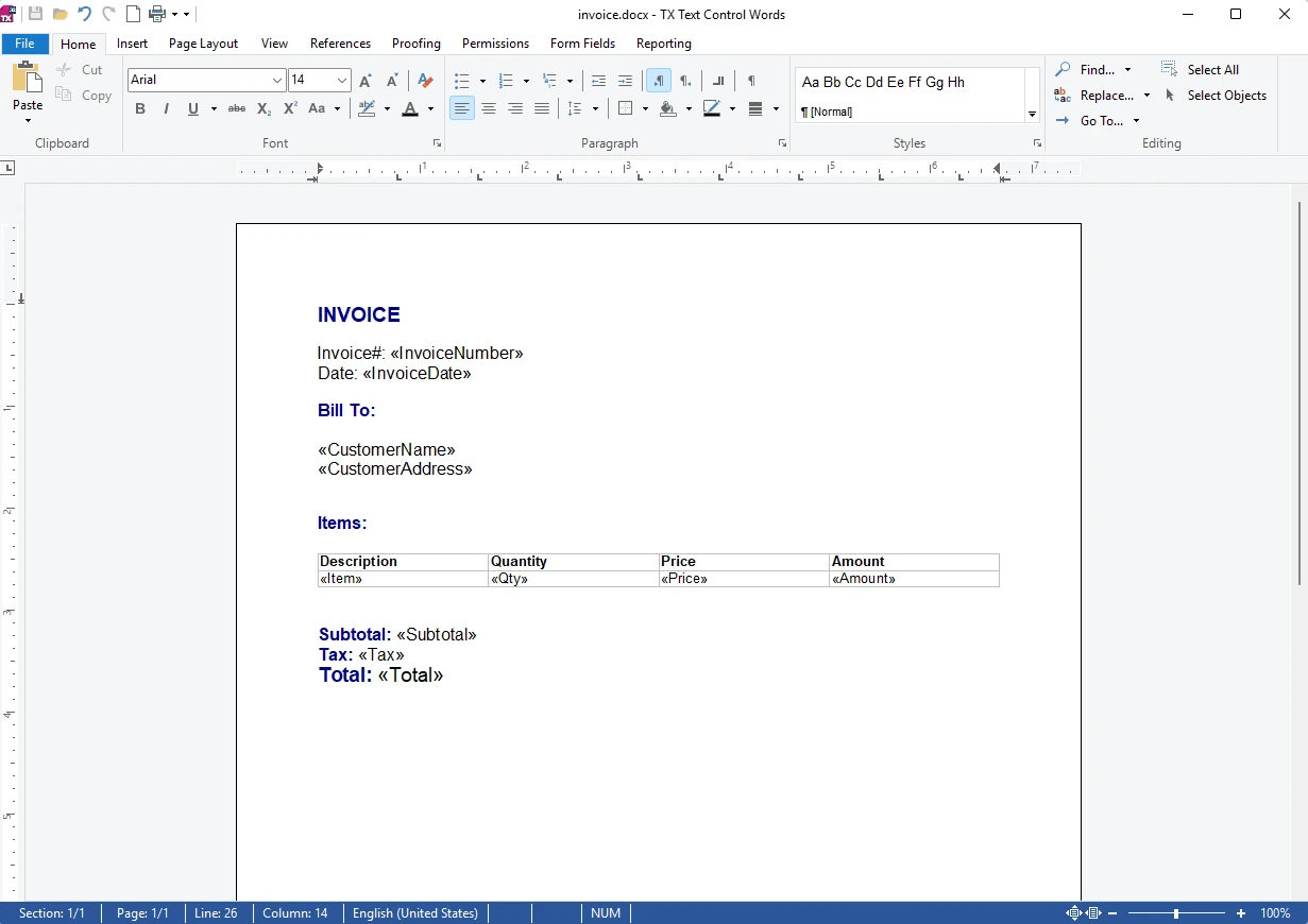 Creating templates with TX Text Control Creating templates with TX Text Control