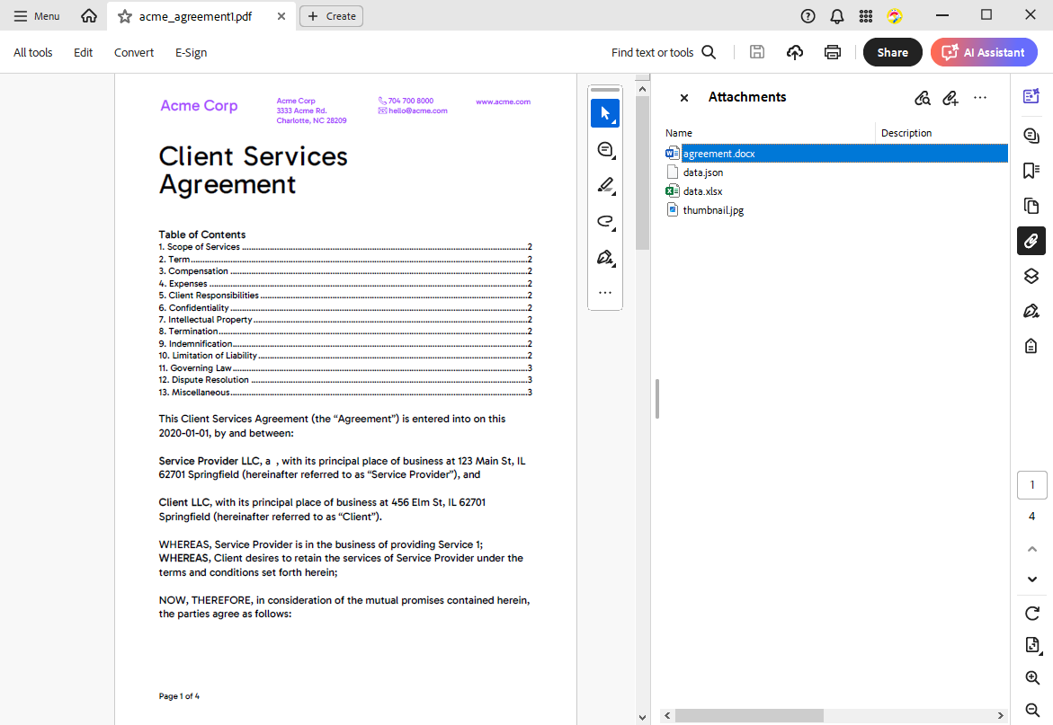 PDF/A-3 document with attachments