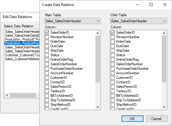 EditDataRelationsDialog EditDataRelationsDialog
