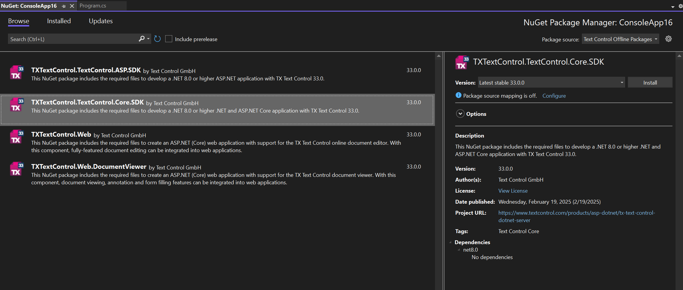 TX Text Control 33.0 NuGet packages TX Text Control 33.0 NuGet packages