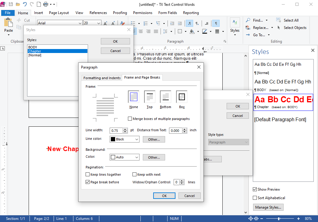Page Breaks in TX Text Control