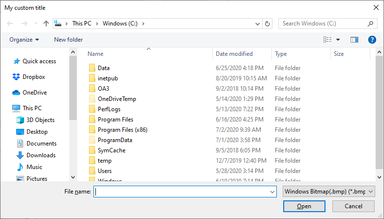 Custom image dialog