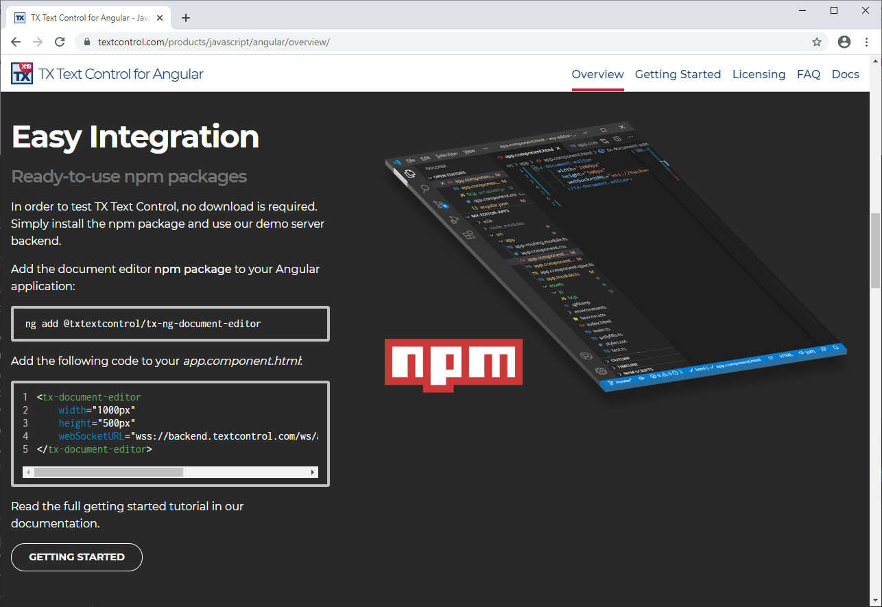 TX Text Control for Angular