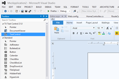 TX Text Control ASP.NET in MVC