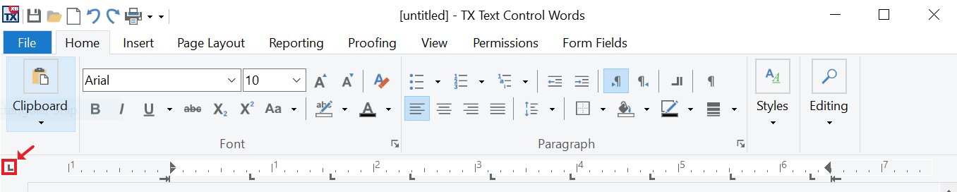 Location of tab type button