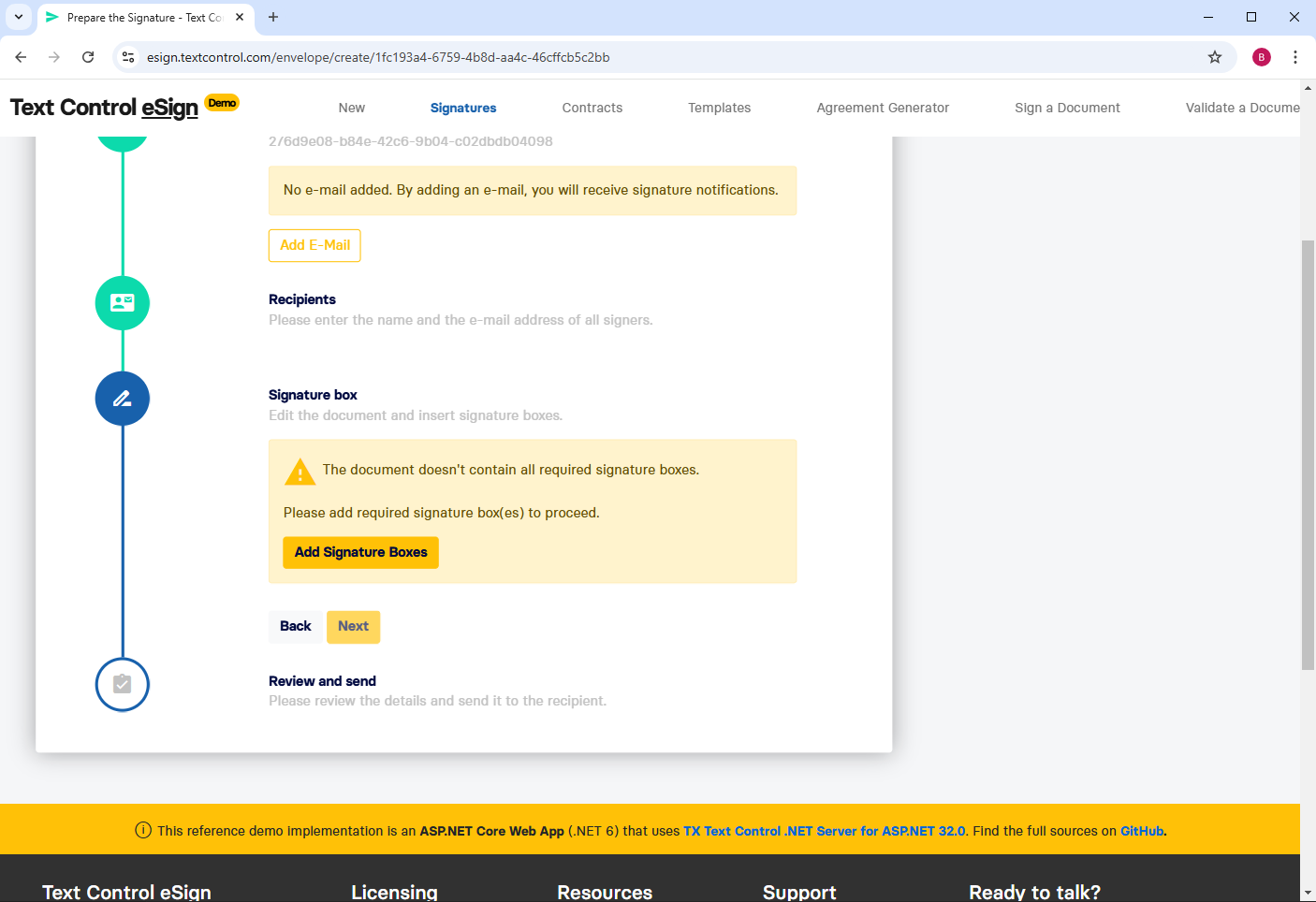 eSign Demo of TX Text Control