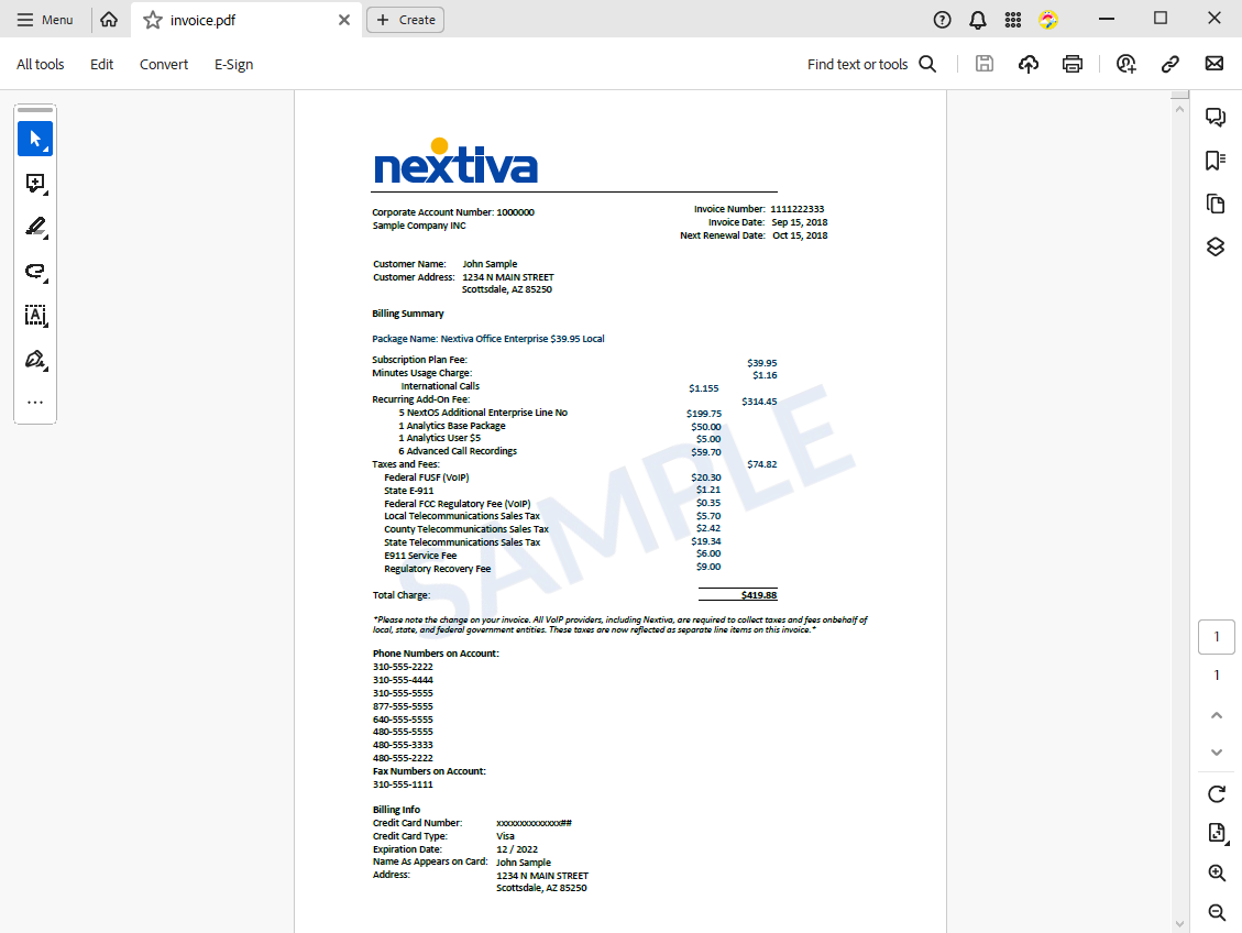 Sample PDF invoice
