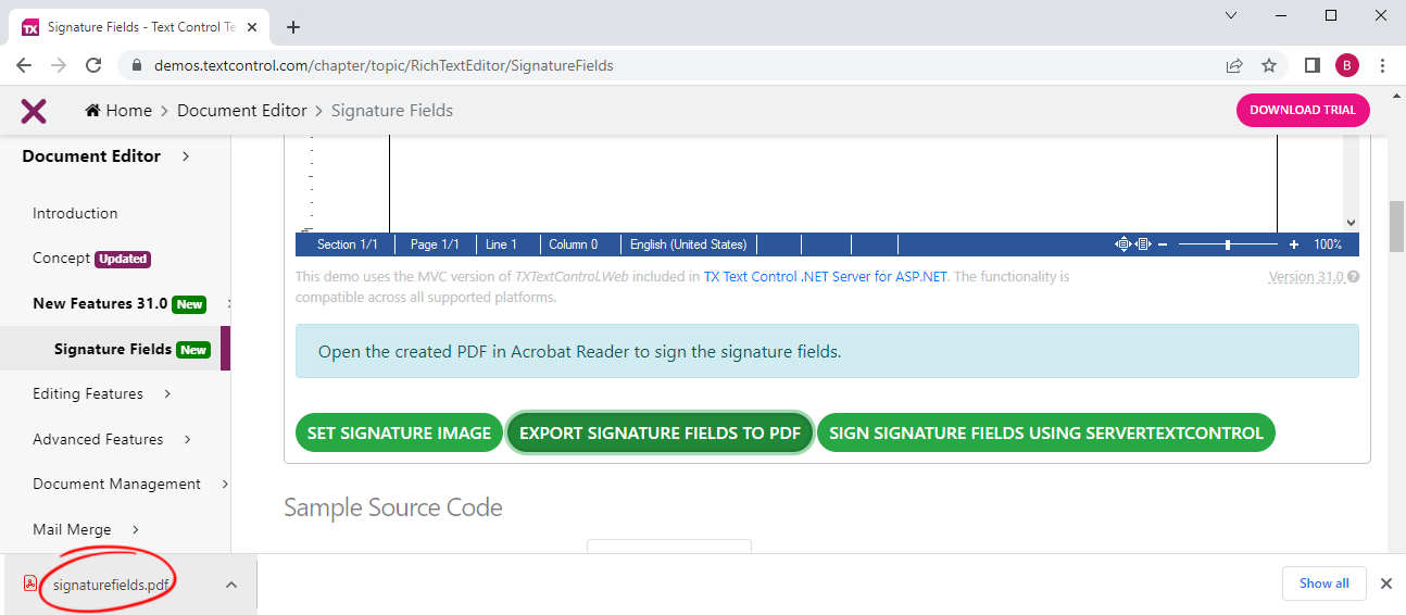 Signature Fields