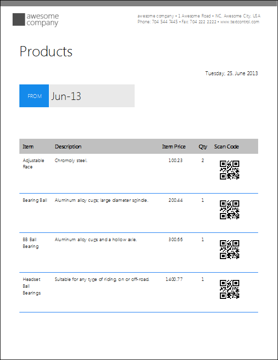 Text Control Document Server Reporting: Typical Applications