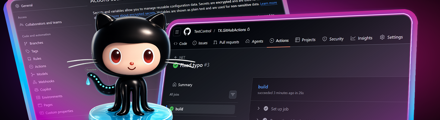 Building a TX Text Control Project with GitHub Actions and the Text Control NuGet Feed