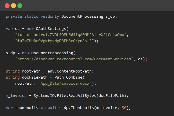 ASP.NET Core DocumentProcessing