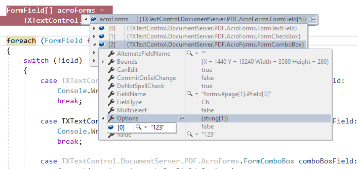 Importing AcroForms fields Importing AcroForms fields