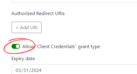 Enabling the Client Credentials Flow in DS Server