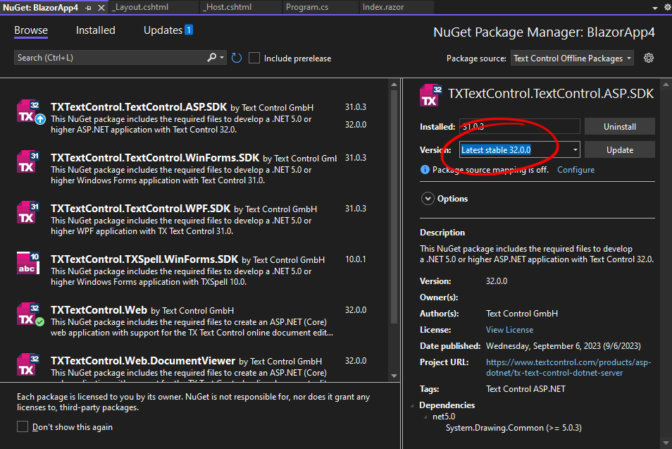 Updating TX Text Control Updating TX Text Control