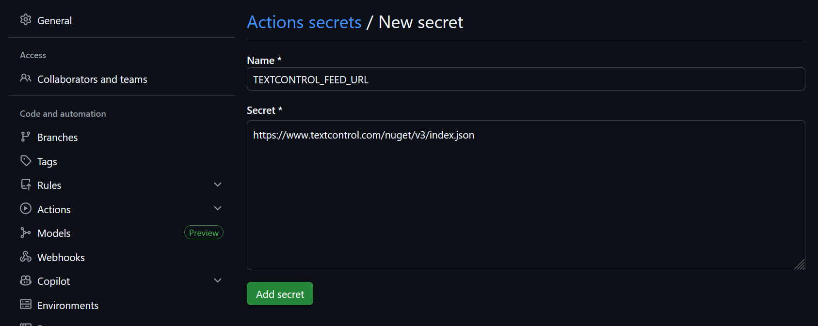 GitHub Secrets Configuration