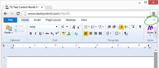 Collapsable and expandable ribbon bar