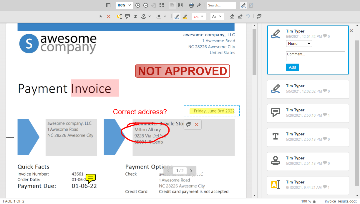 Annotations in the Document Viewer