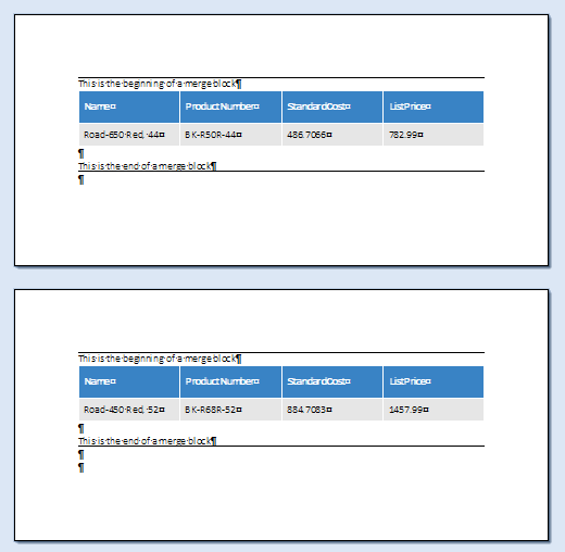 MailMerge: Starting each merge block on a new page