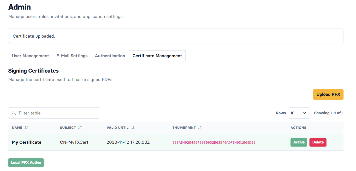 Upload Signing Certificate Upload Signing Certificate