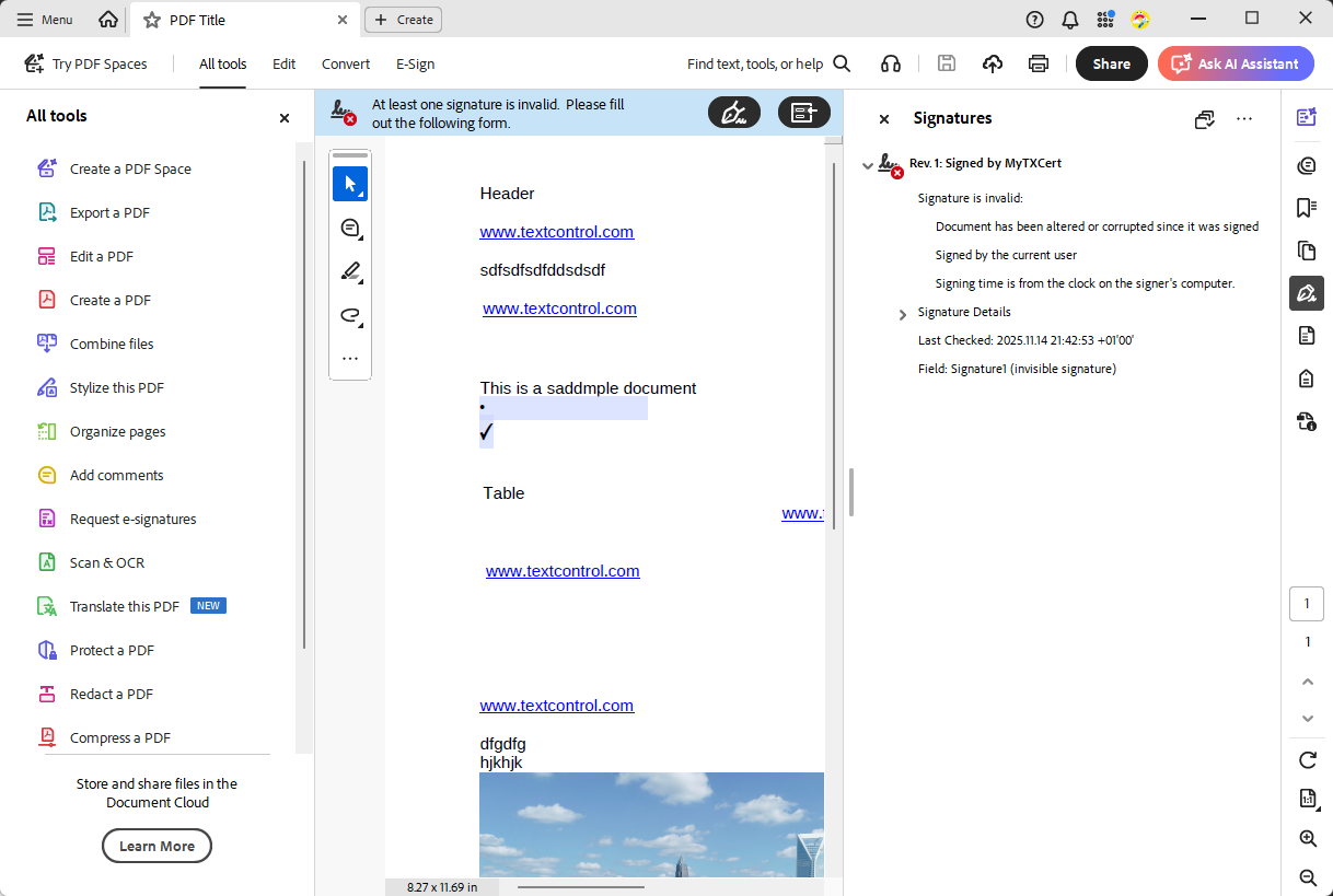 Invalid PDF Document