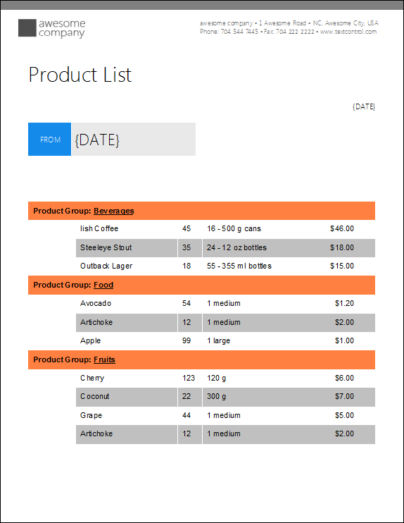 Text Control Document Server Reporting: Typical Applications